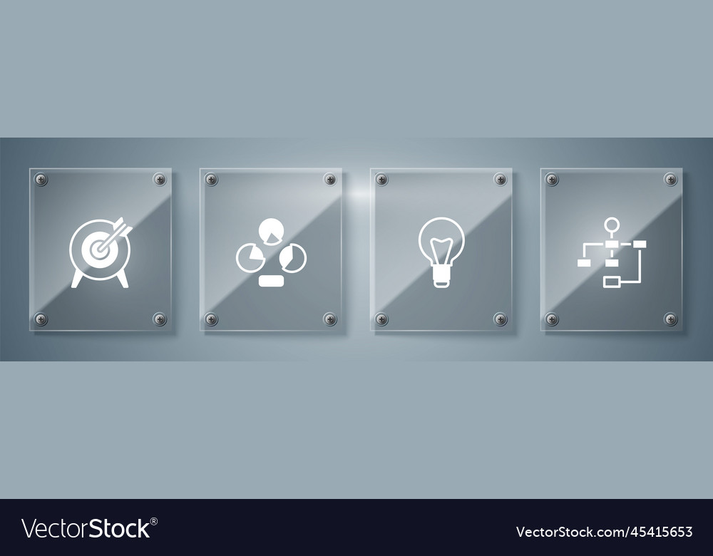 Set hierarchy organogram chart light bulb pie vector image Set hierarchy organogram chart light bulb pie
