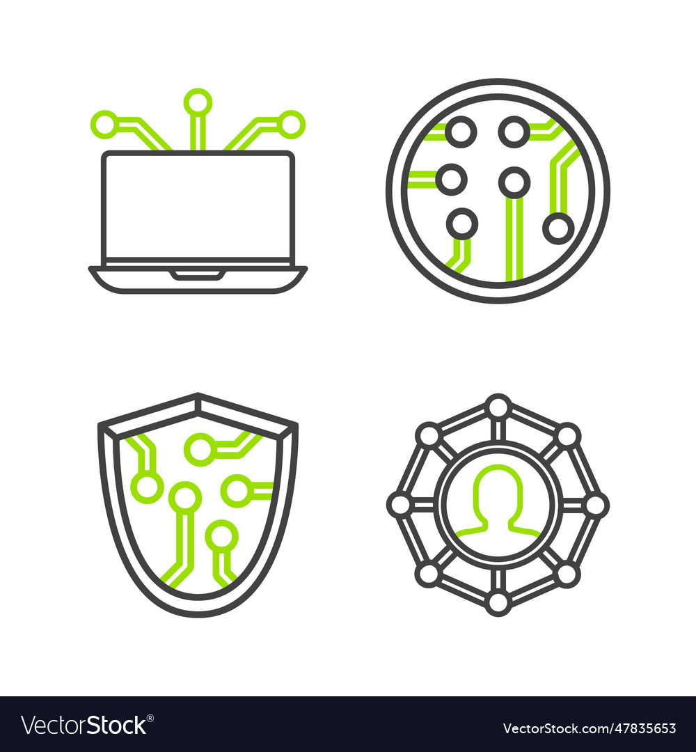 Set line project team base cyber security Vector Image Set line project team base cyber security