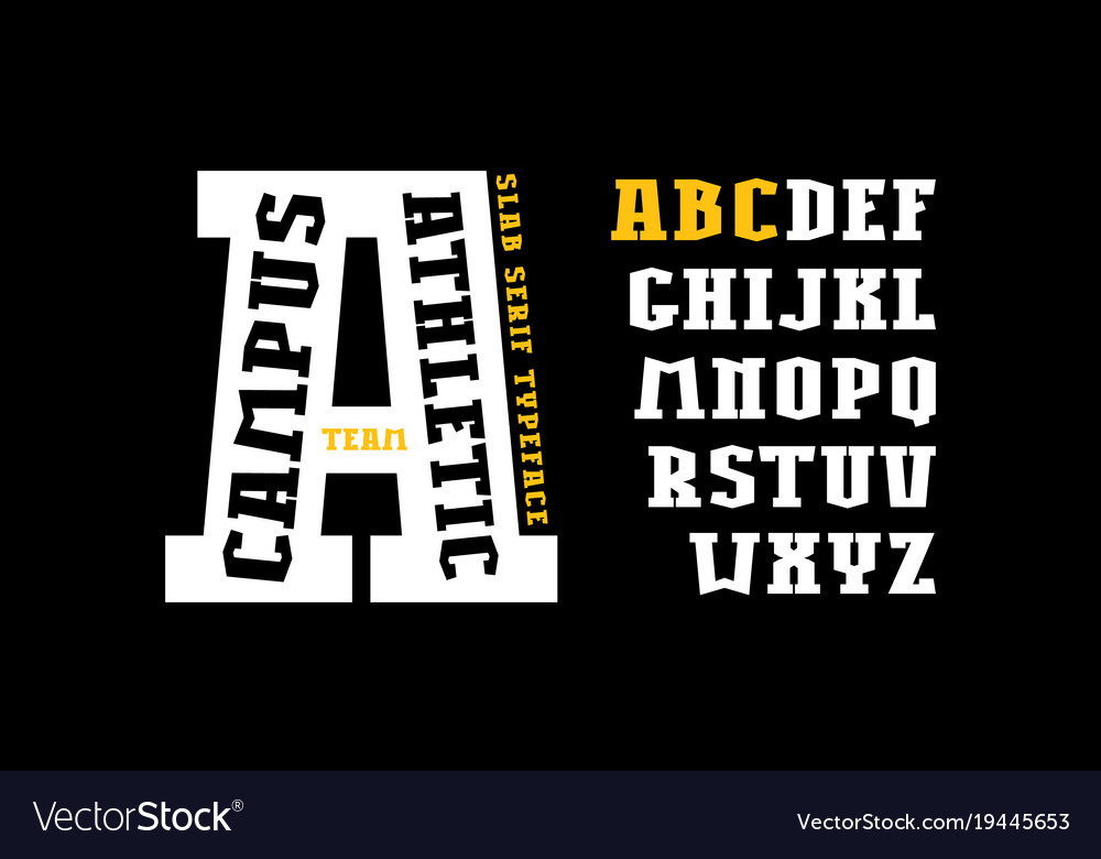 Download Slab Serif Font In Athletic Style Royalty Free Vector Image SVG Cut Files