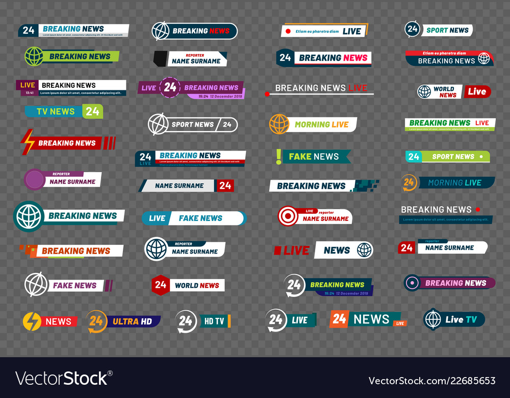 tv-news-bar-television-broadcast-media-title-vector-image