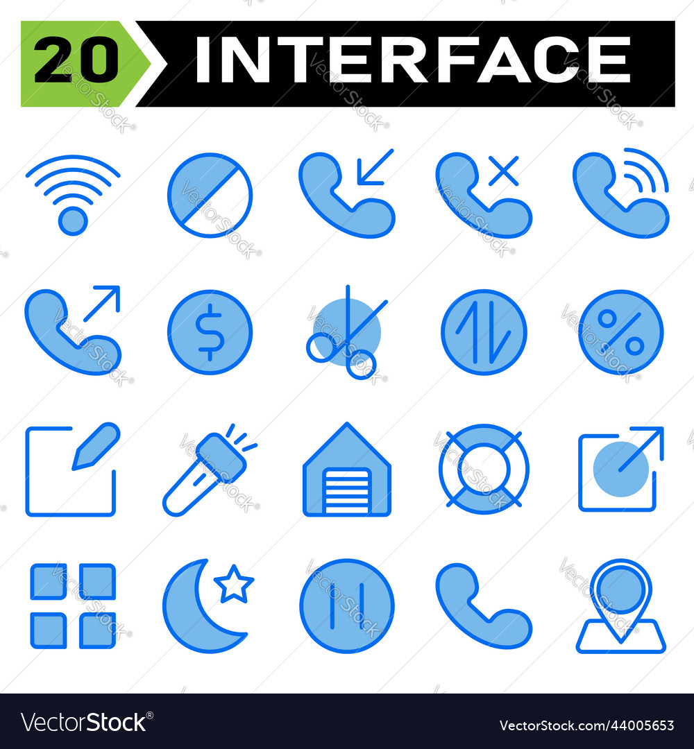 User interface icon set include connection vector image User interface icon set include connection