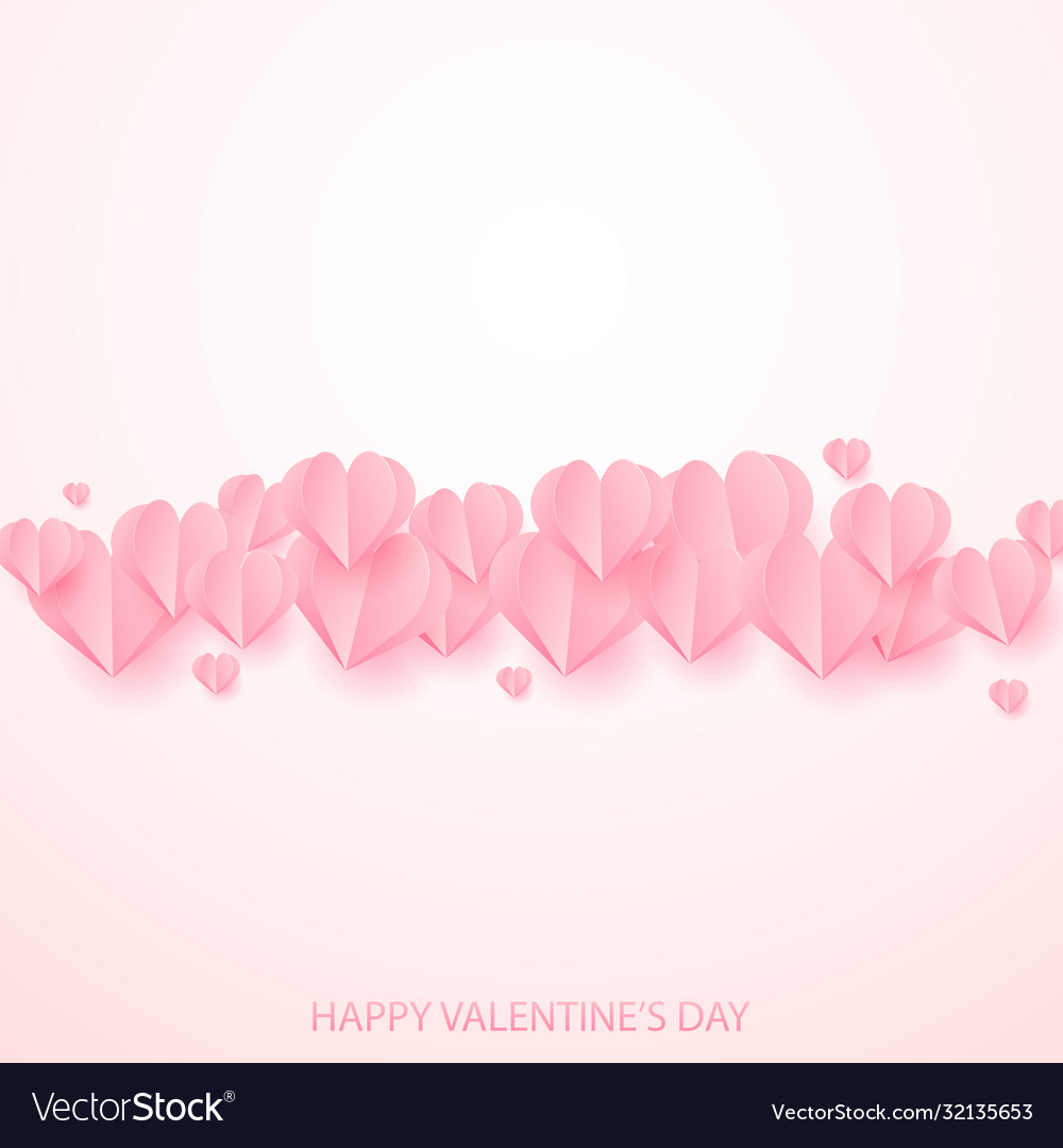 Valentines day background with paper cut pink