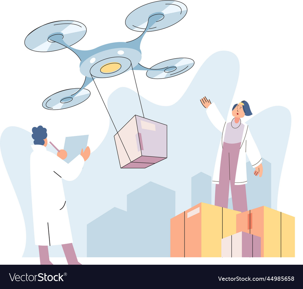 Automation and development of delivery process vector image Automation and development of delivery process