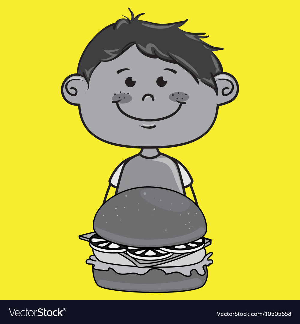 Boy burger food Royalty Free Vector Image VectorStock