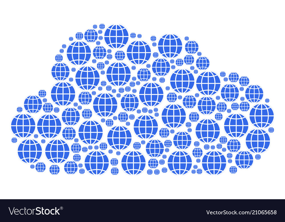 Cloud figure of globe icons