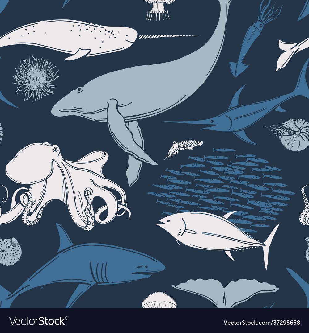 Fish and wild marine animals set