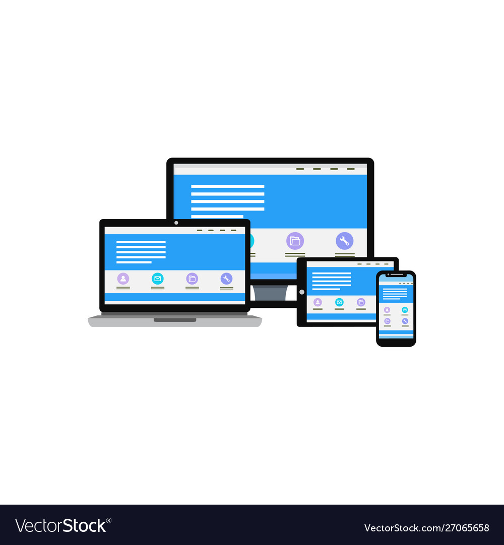 Flat design responsive web devices