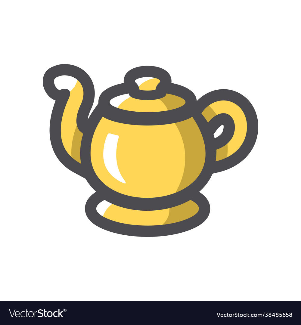 Genie golden lamp icon cartoon