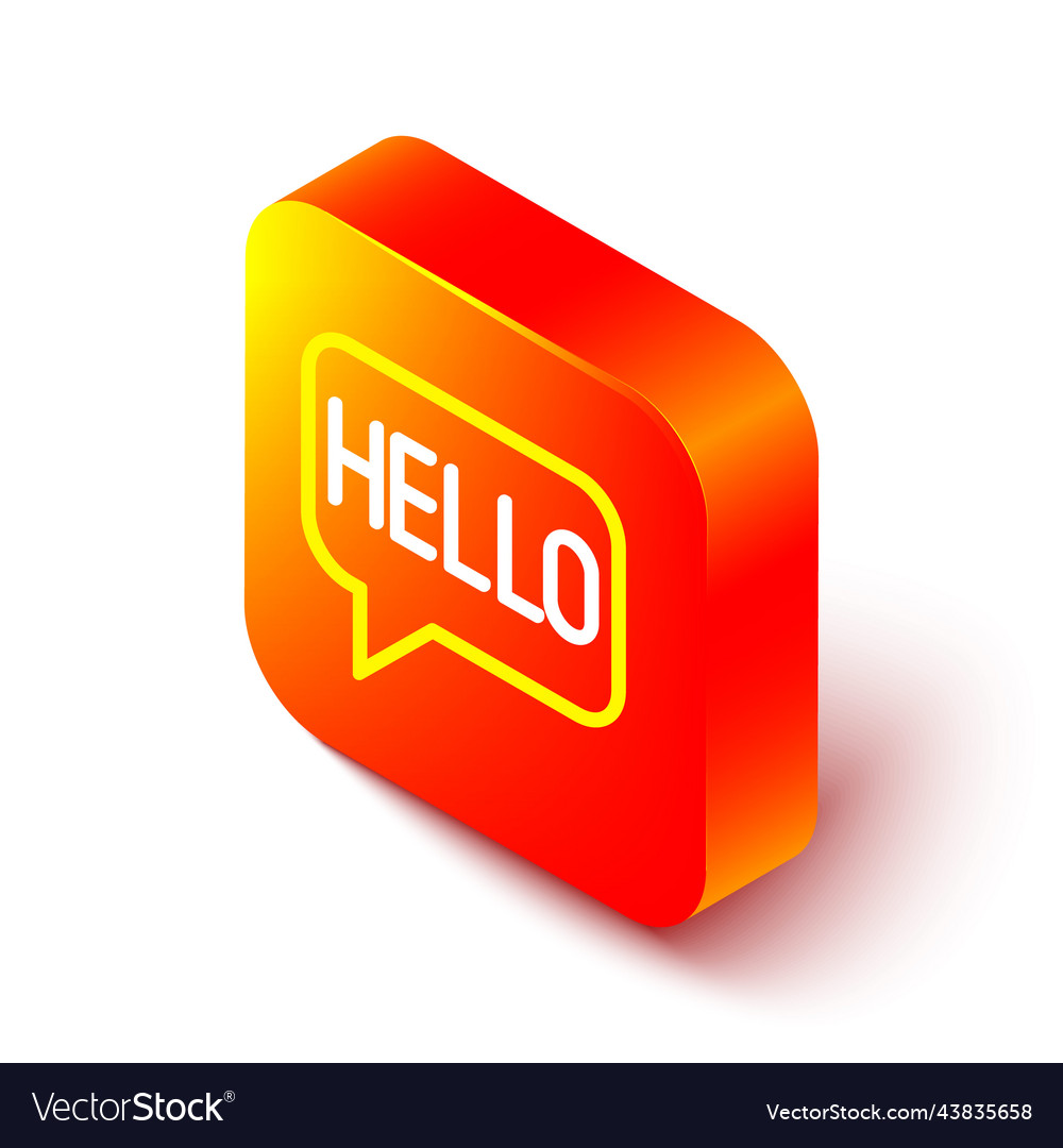 Isometric line hello in different languages icon