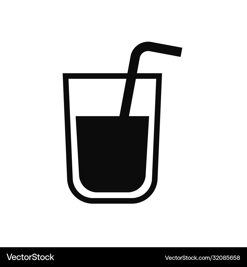 Juice glass with straw icon Royalty Free Vector Image