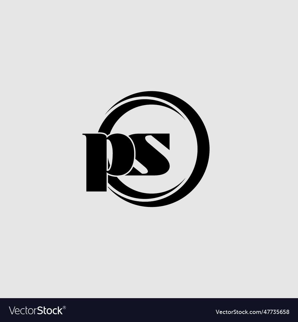 Letters ps simple circle linked line logo Vector Image