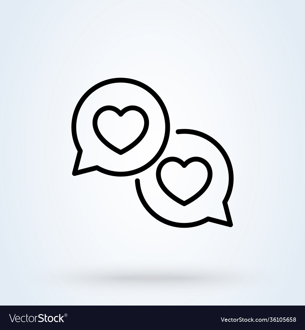 Love message line sign icon or logo speech bubble