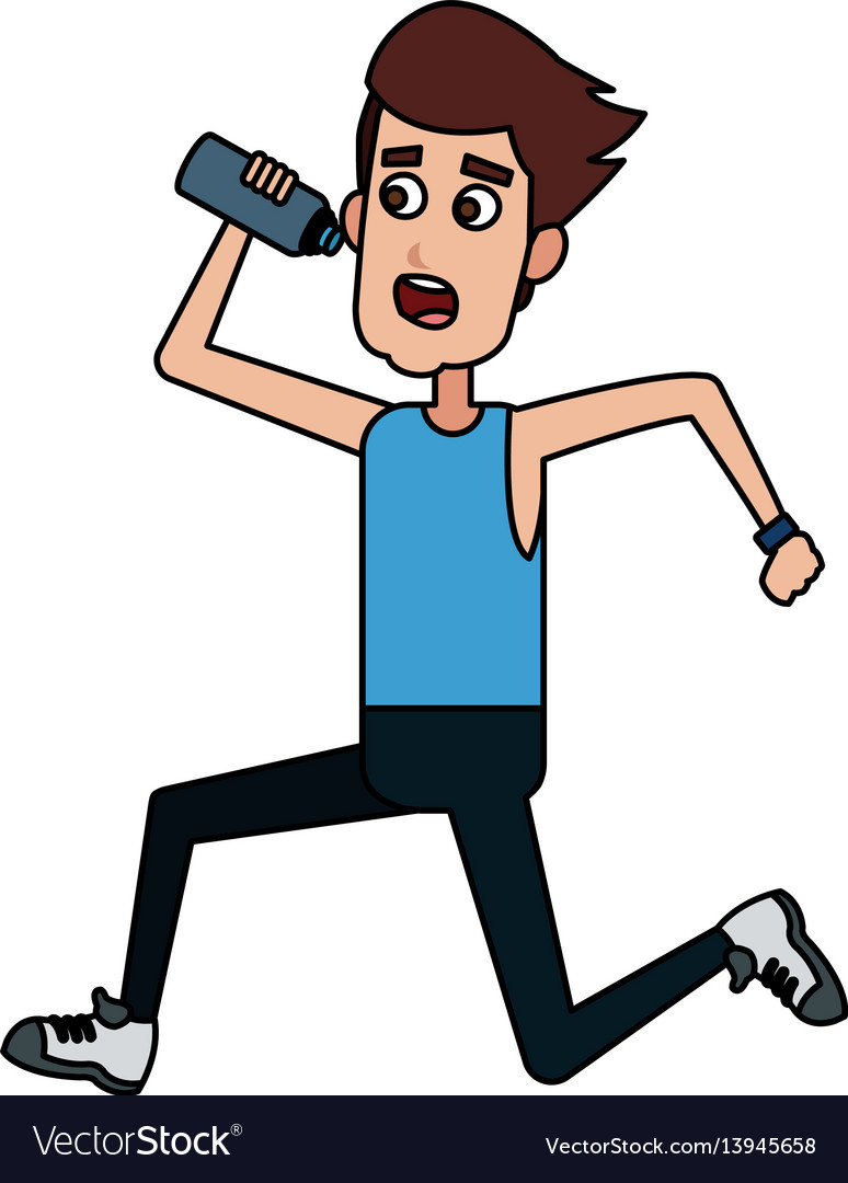 Man drinking water while running icon image Vector Image