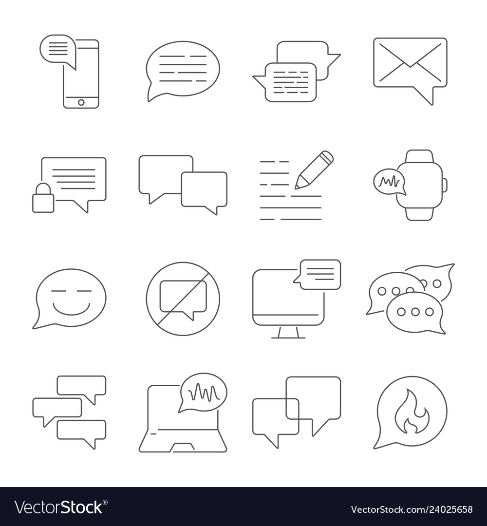 Messages and chats line icons set dialog vector image Messages and chats line icons set dialog