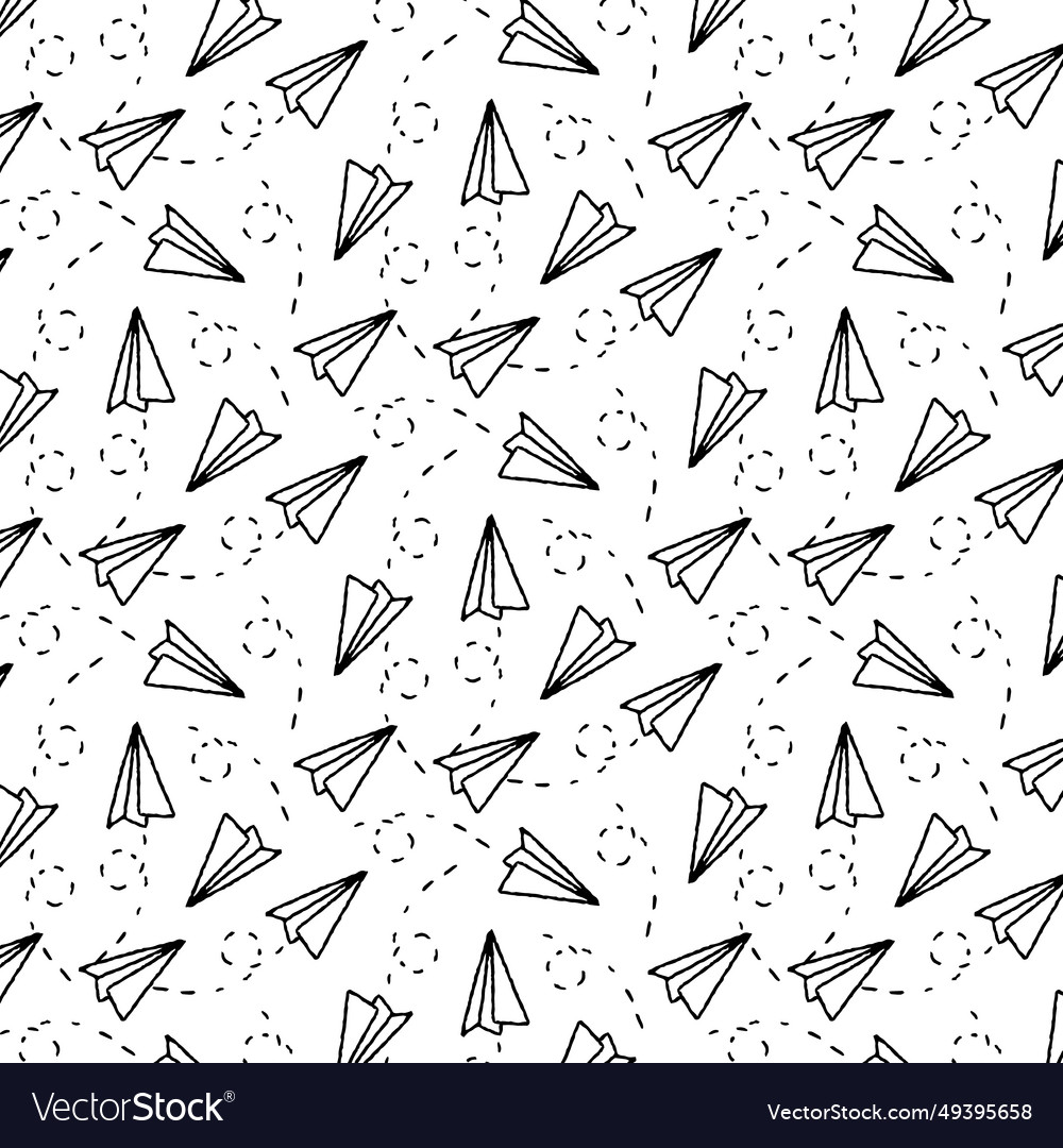 Paper airplane pattern in doodle style graphics vector image Paper airplane pattern in doodle style graphics