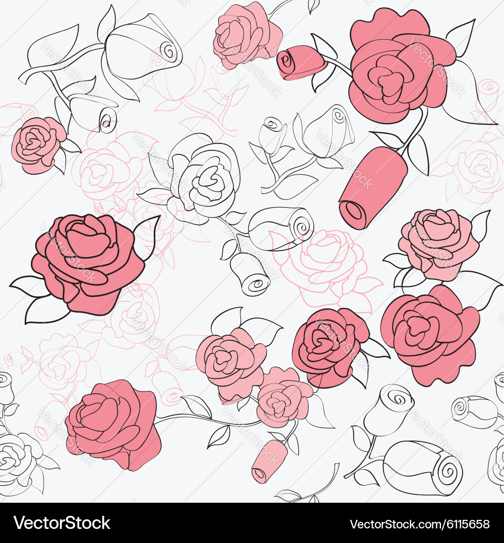 Seamless pattern with roses Royalty Free Vector Image