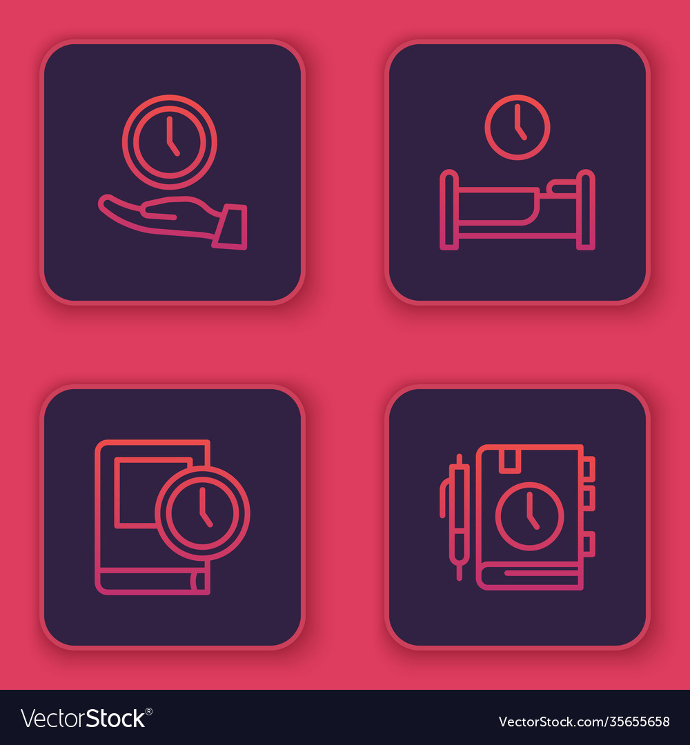 Set line clock time for book to sleep and daily vector image Set line clock time for book to sleep and daily