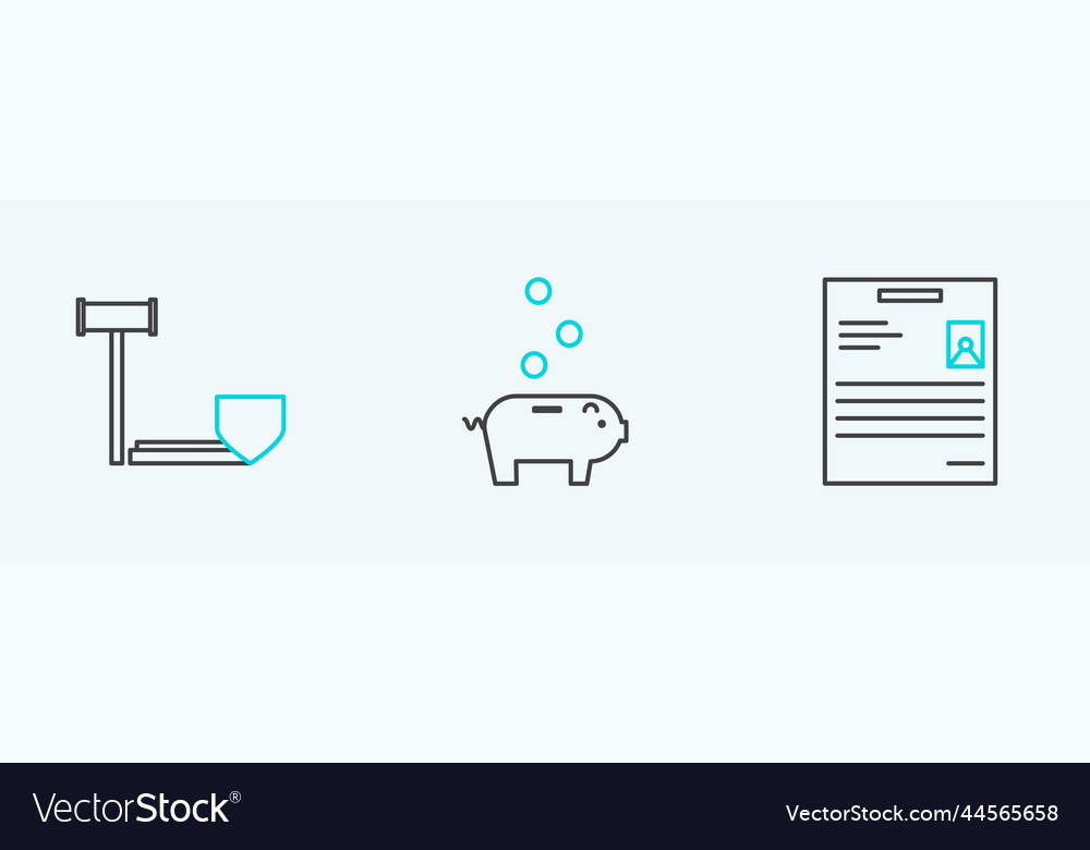 Set line personal document judge gavel vector image Set line personal document judge gavel