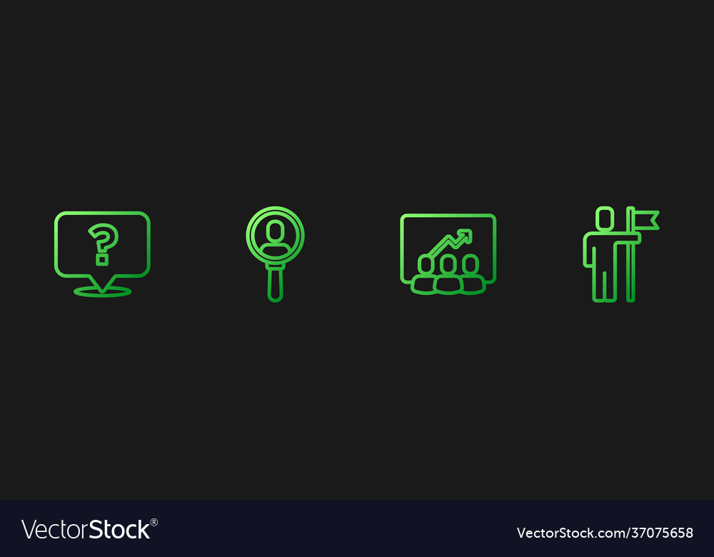 Set line project team base question mark search vector image Set line project team base question mark search