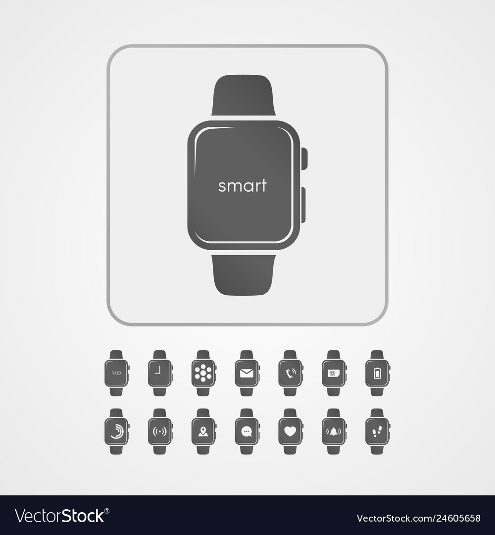 Smart watch with application icon on screen vector image Smart watch with application icon on screen