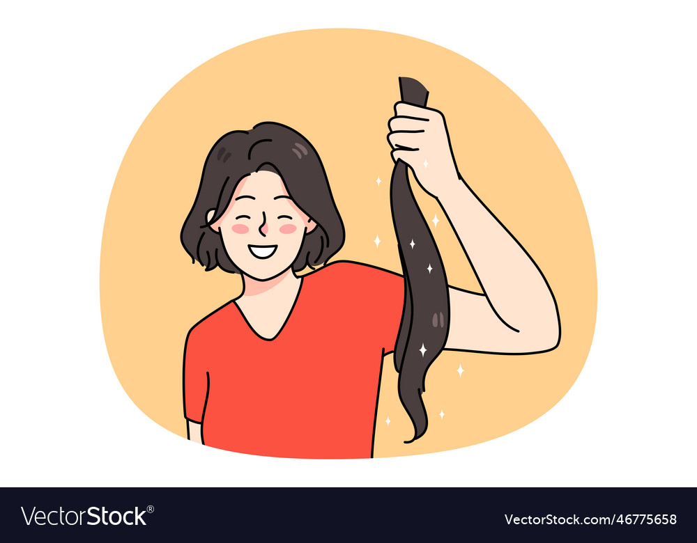 Smiling woman do hair donation Royalty Free Vector Image