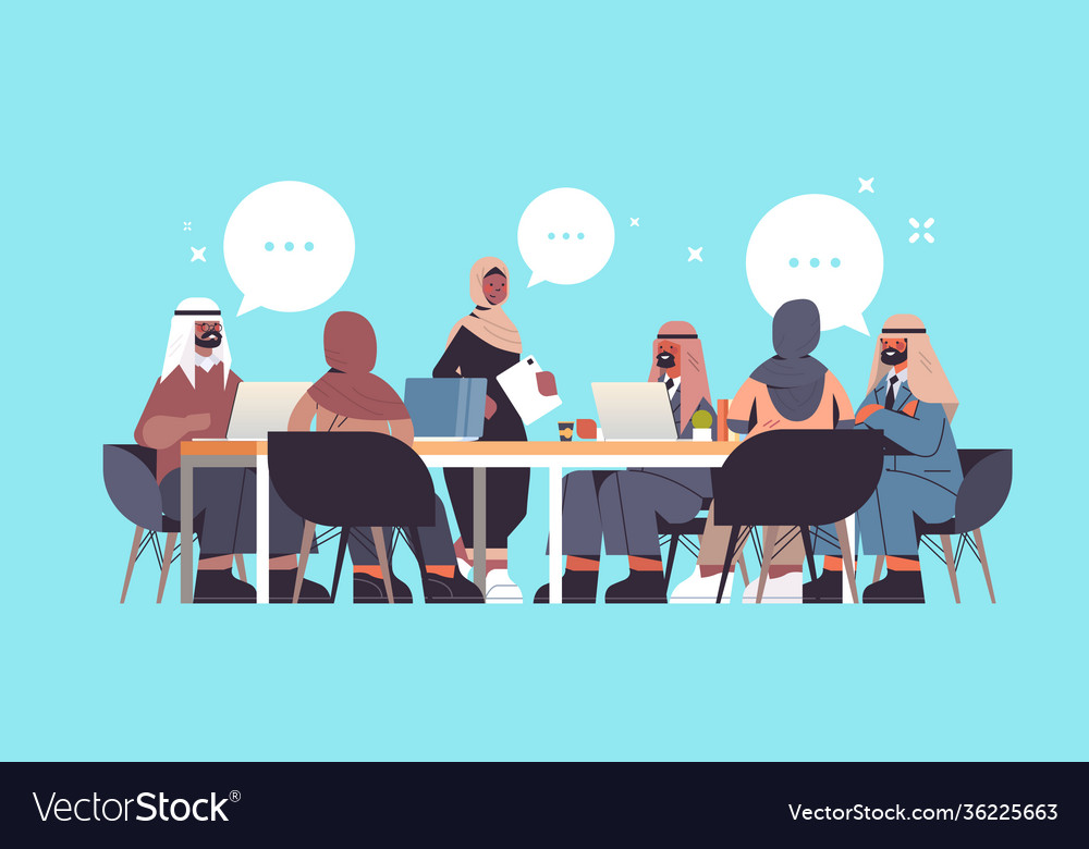 Arabic businesspeople group discussing during