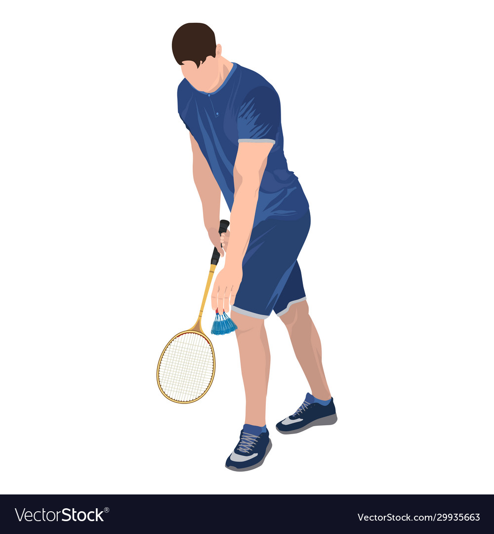 Badminton player with racket and shuttlecock vector image Badminton player with racket and shuttlecock
