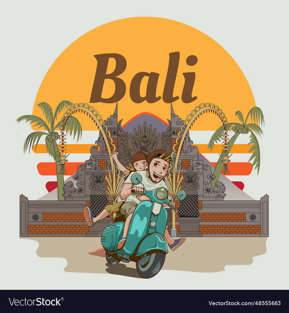 Bali tourism cartoon Royalty Free Vector Image