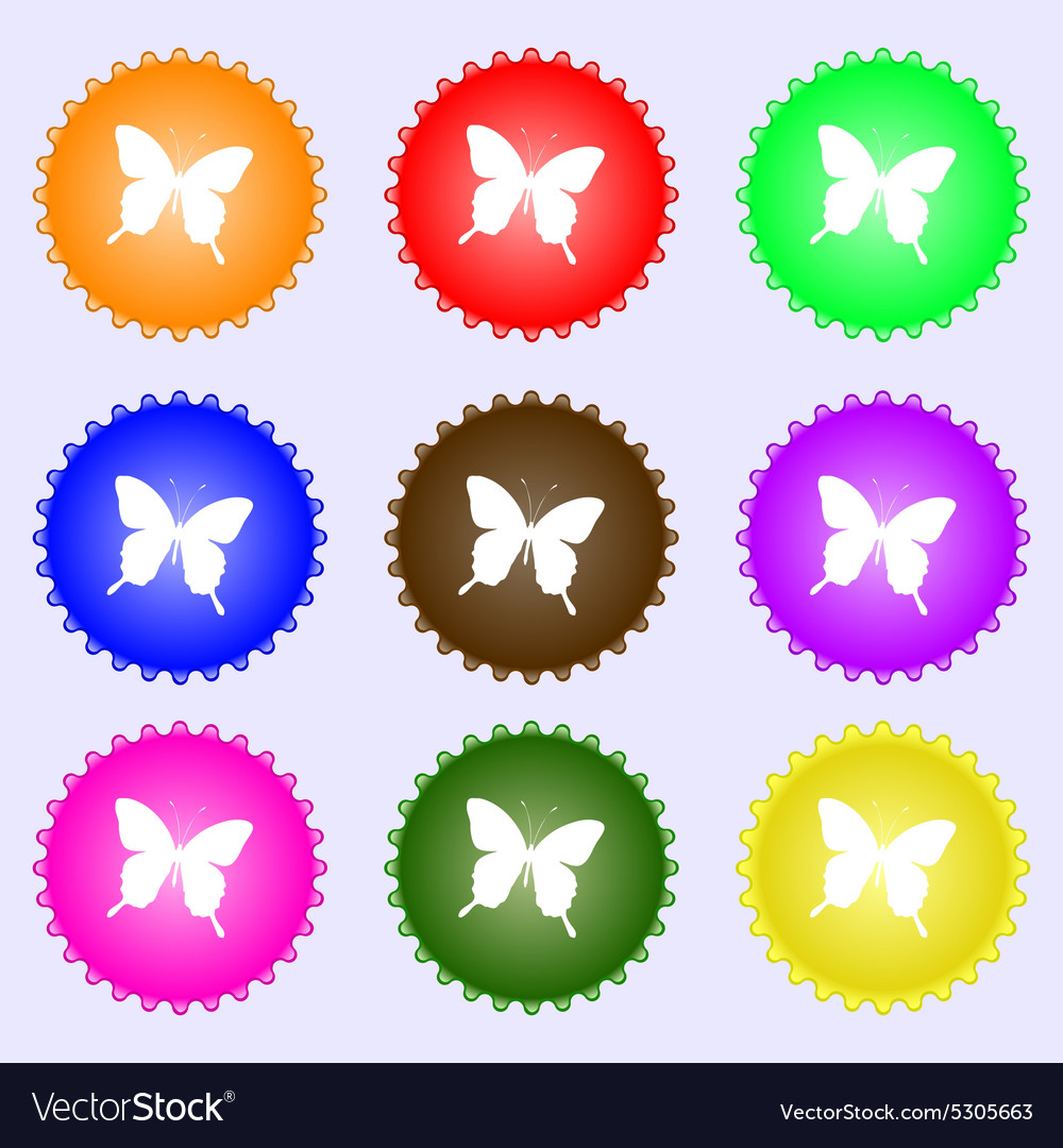 Butterfly icon sign a set of nine different