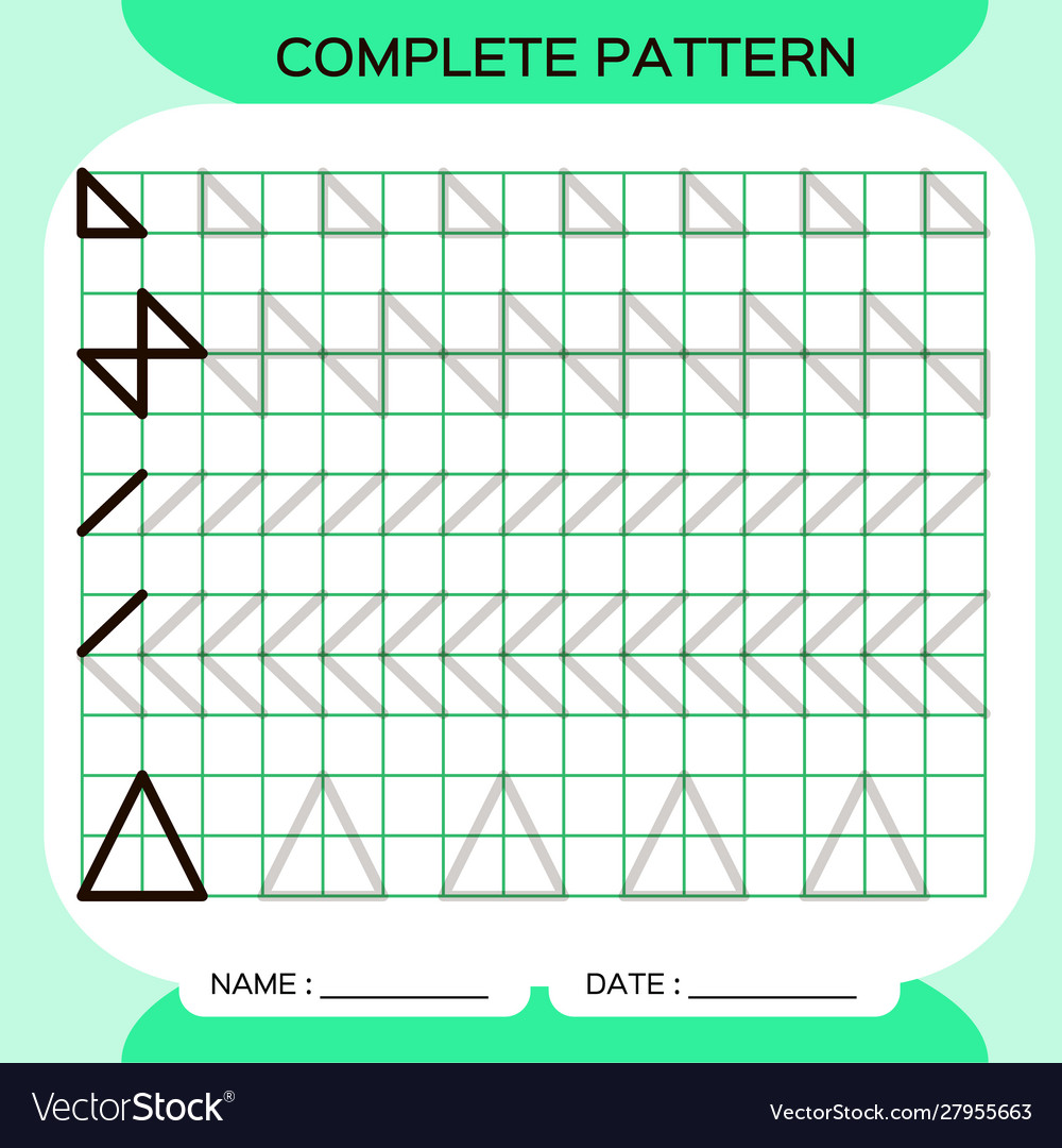 Complete pattern tracing lines activity for early Vector Image Complete pattern tracing lines activity for early