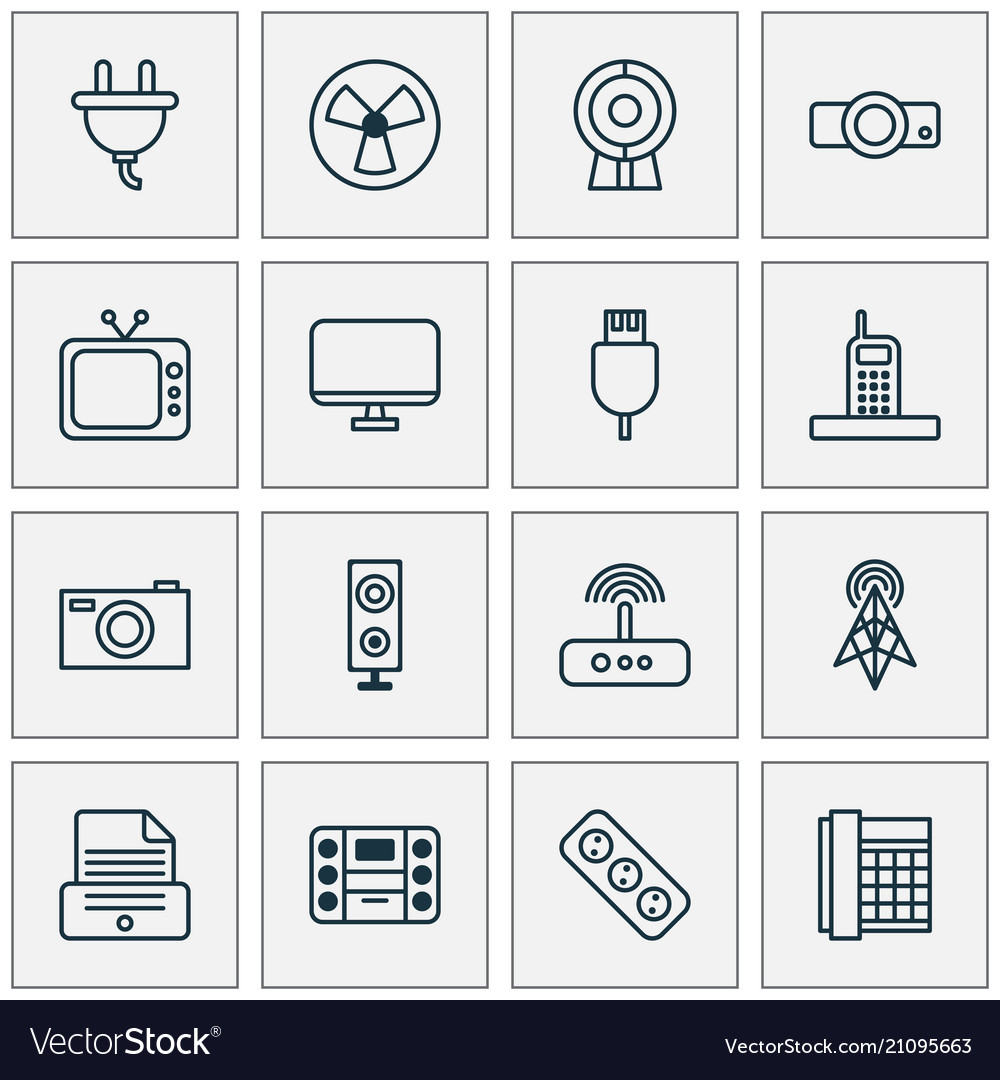 Device icons set with socket music player vector image Device icons set with socket music player