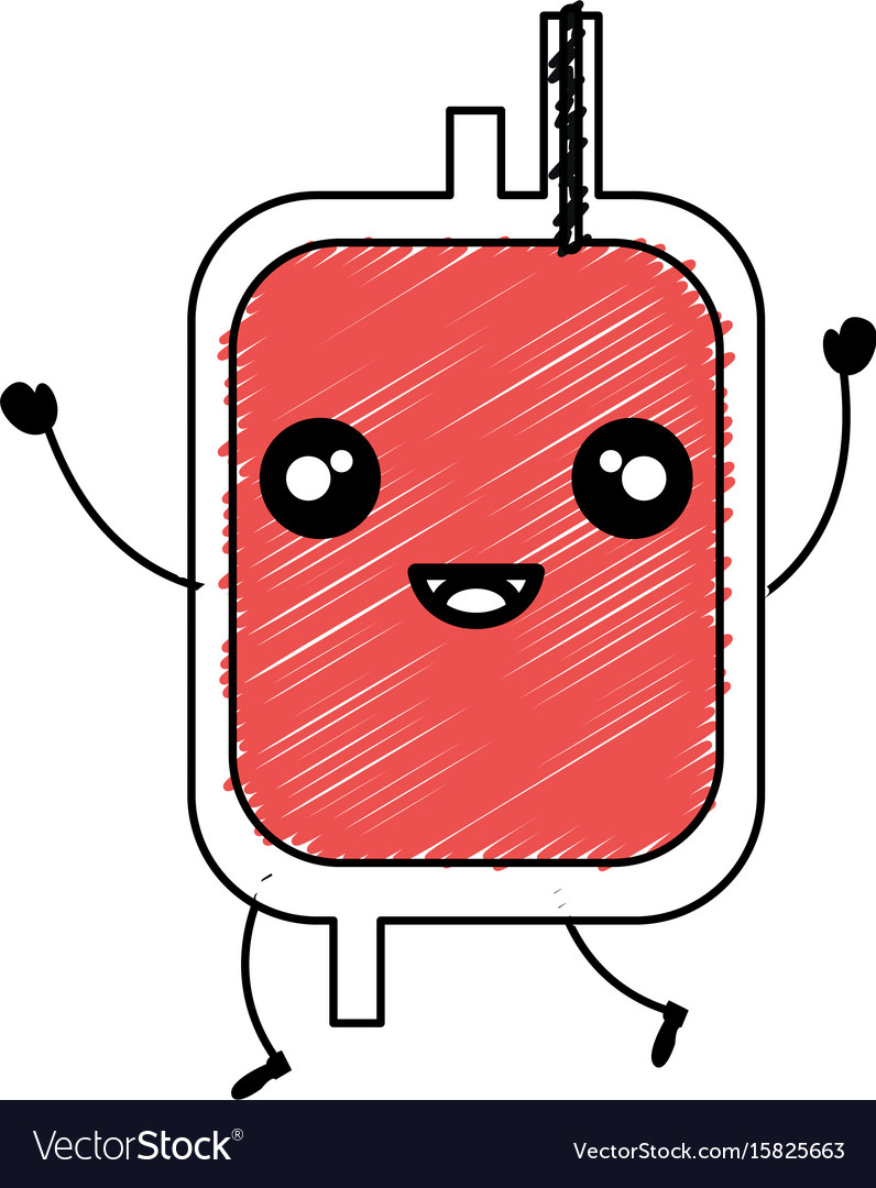 Donate blood bag kawaii character Royalty Free Vector Image