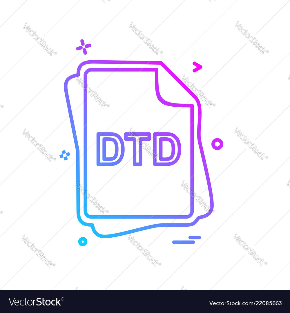 Dtd file type icon design vector image Dtd file type icon design