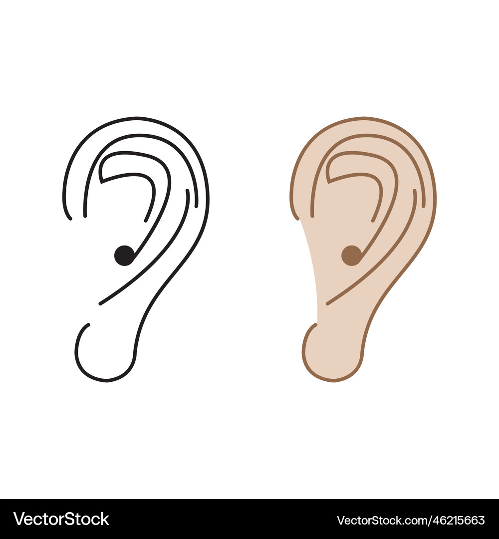 Ears logo icon colorful and outline Royalty Free Vector