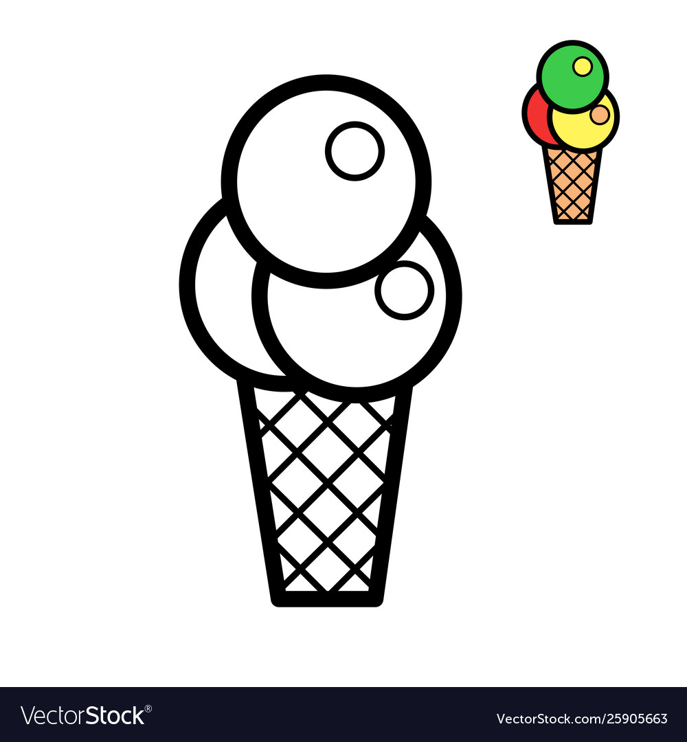 Ice cream black and white line art icon coloring