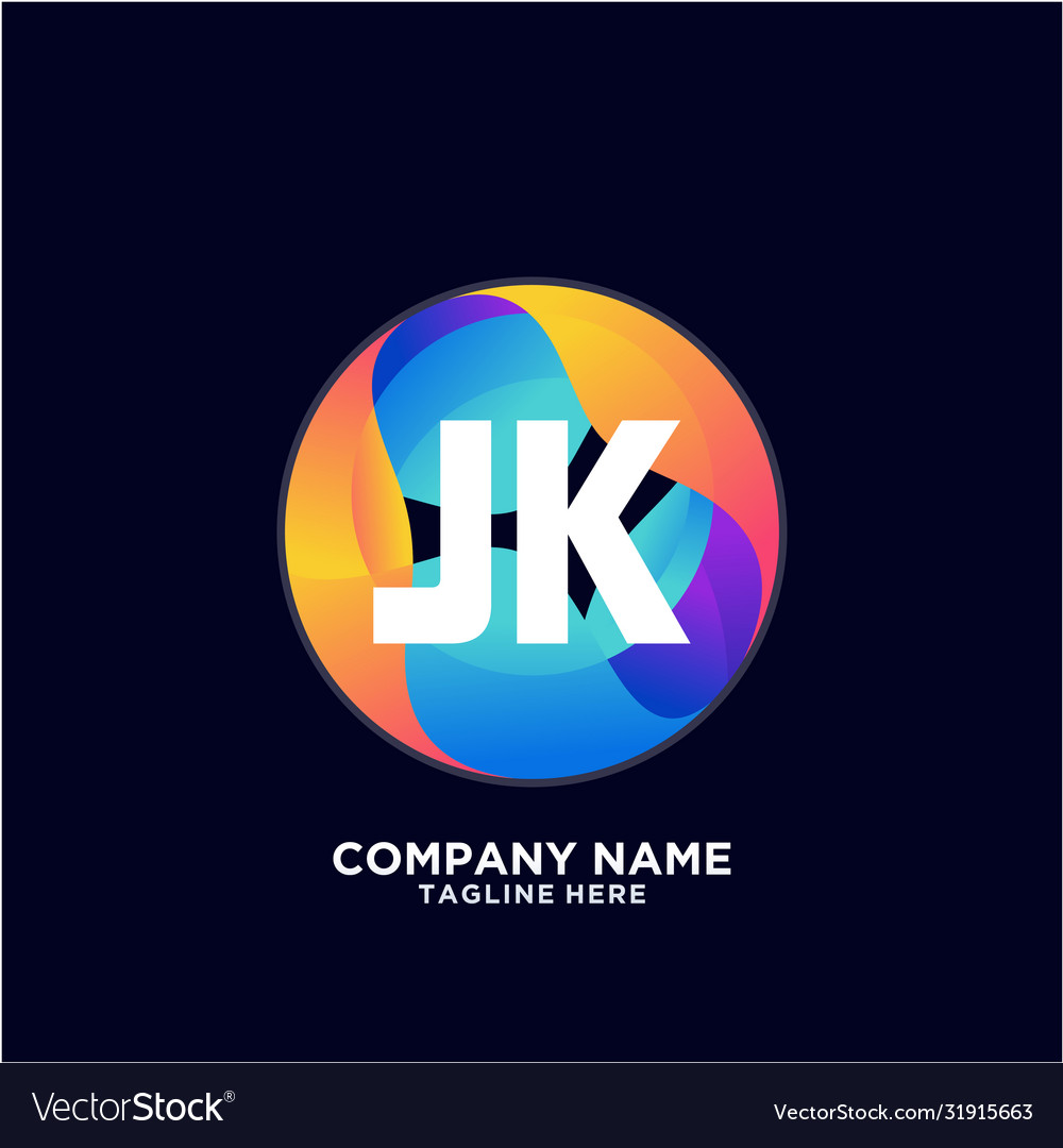 Jk initial logo with colorful circle template