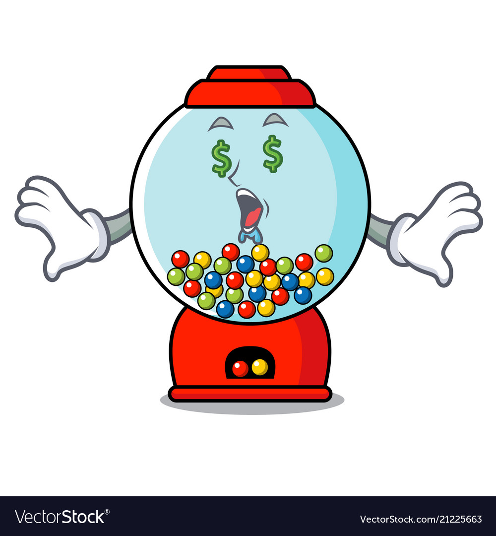 Money eye gumball machine mascot cartoon Vector Image Money eye gumball machine mascot cartoon Vector Image