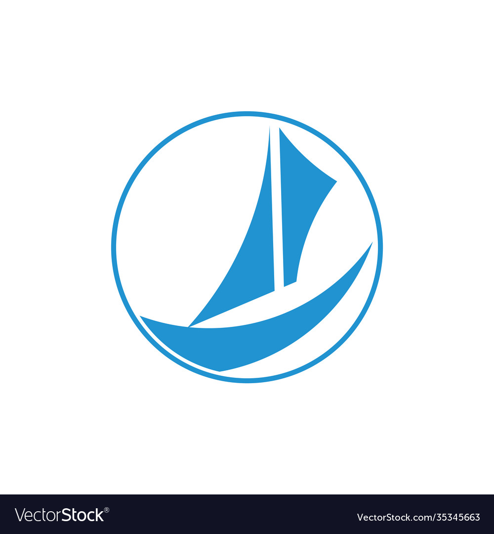 Sail boat fast design circle logo Royalty Free Vector Image