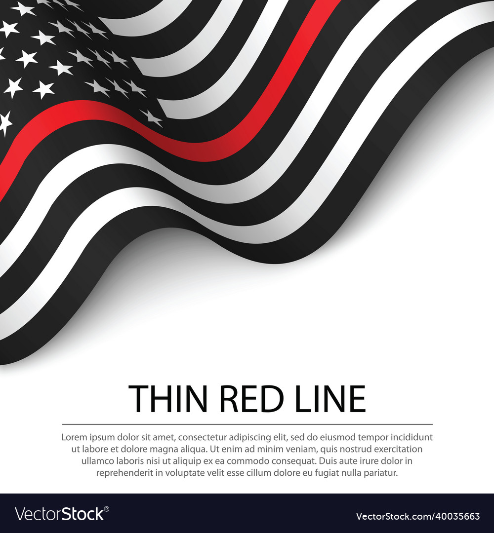 Waving flag of united states with thin red line Vector Image