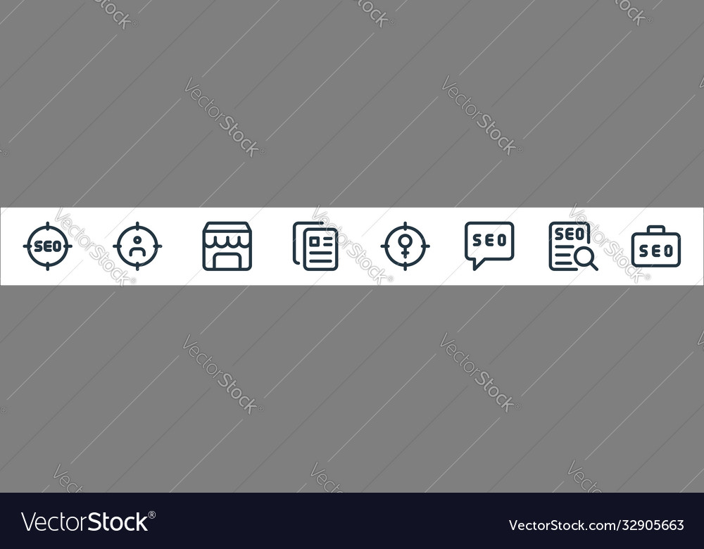 Web apps seo line icons linear set quality vector image Web apps seo line icons linear set quality
