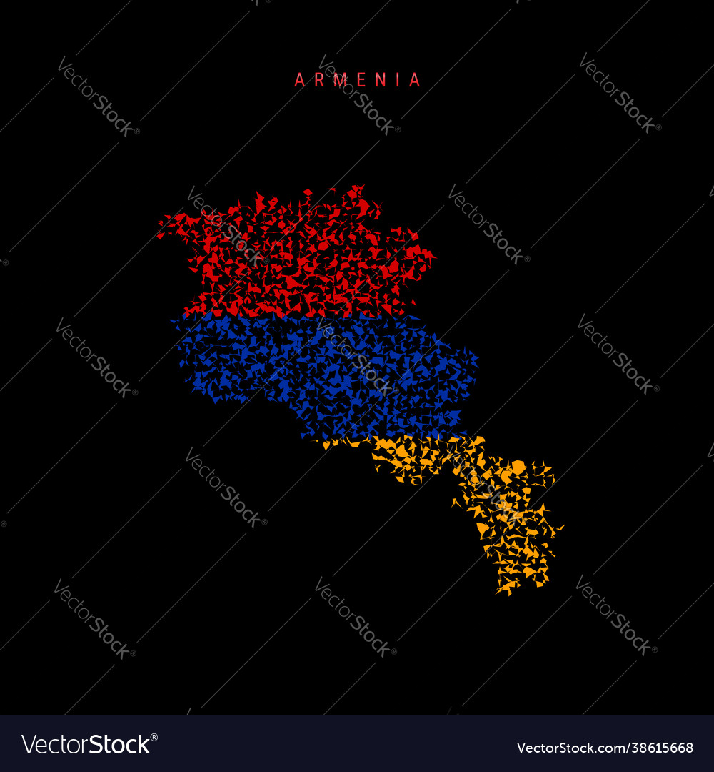 Armenia flag map chaotic particles pattern