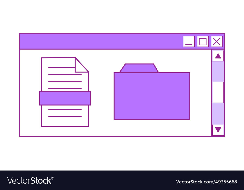 Desktop interface window with files in y2k style vector image Desktop interface window with files in y2k style