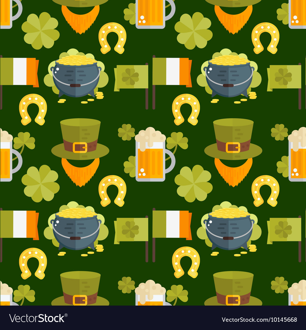 Flat seamless pattern for stpatricks day