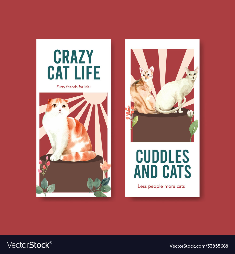 Flyer template design with cute cat Royalty Free Vector