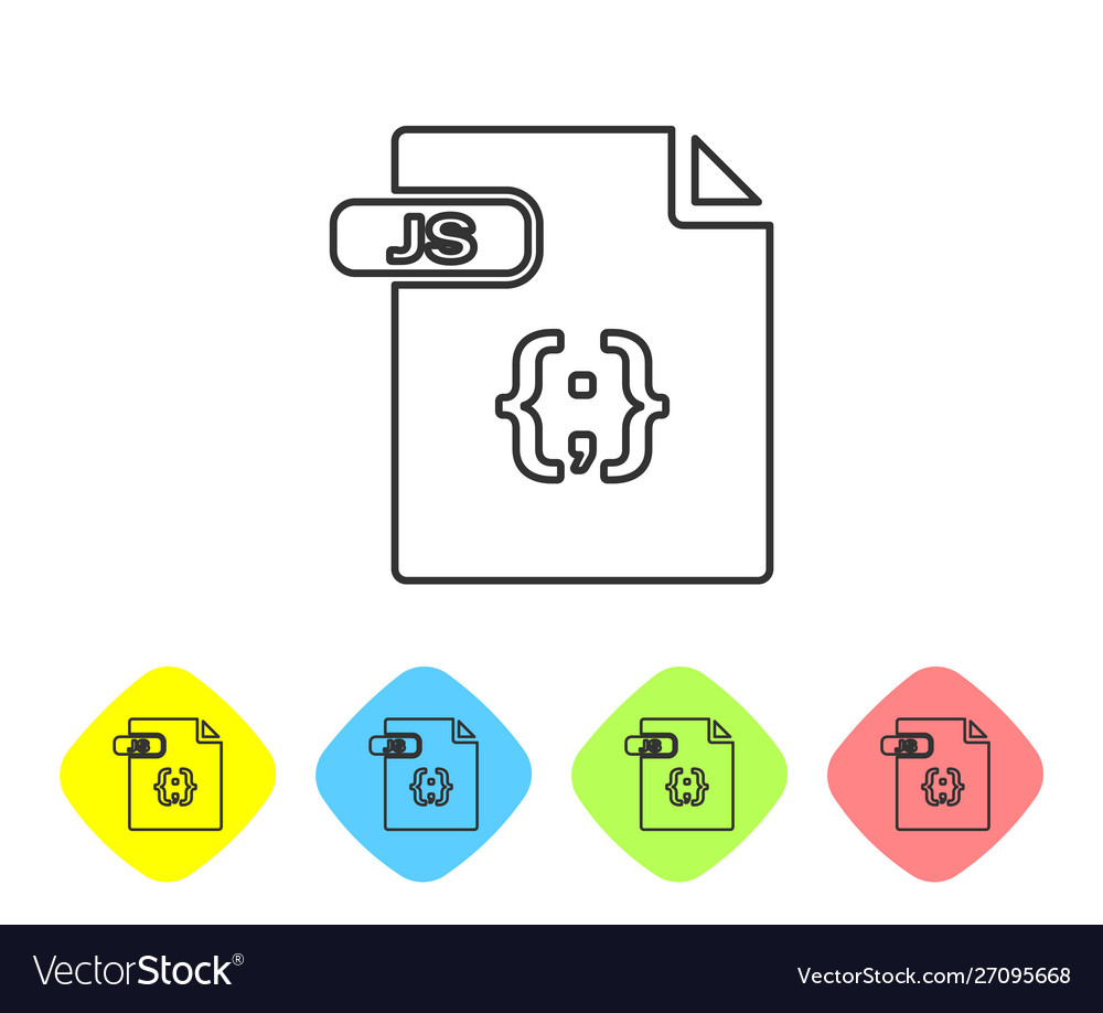 Grey line js file document download button vector image Grey line js file document download button