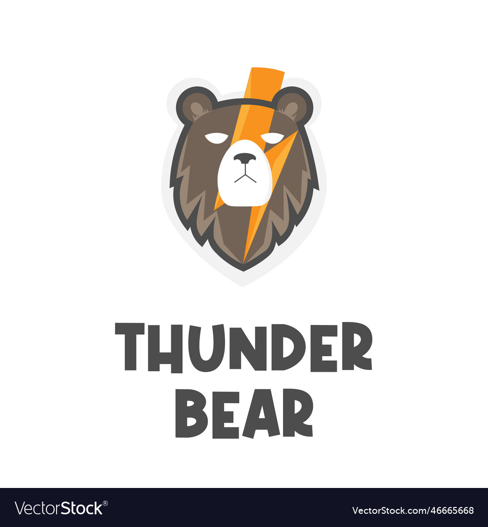 Grizzly bear head with thunder Royalty Free Vector Image