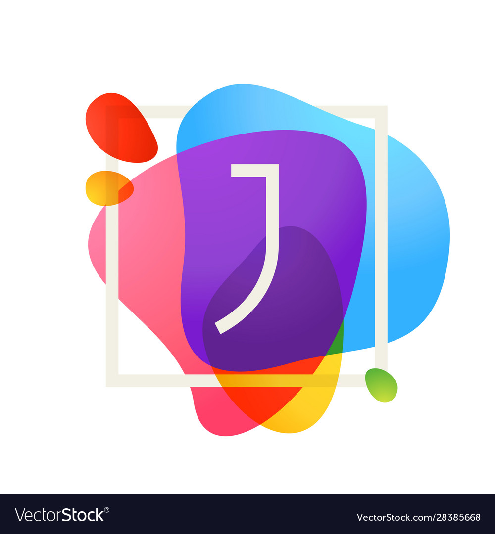 J Letter Logo In Square Frame At Watercolor Vector Image