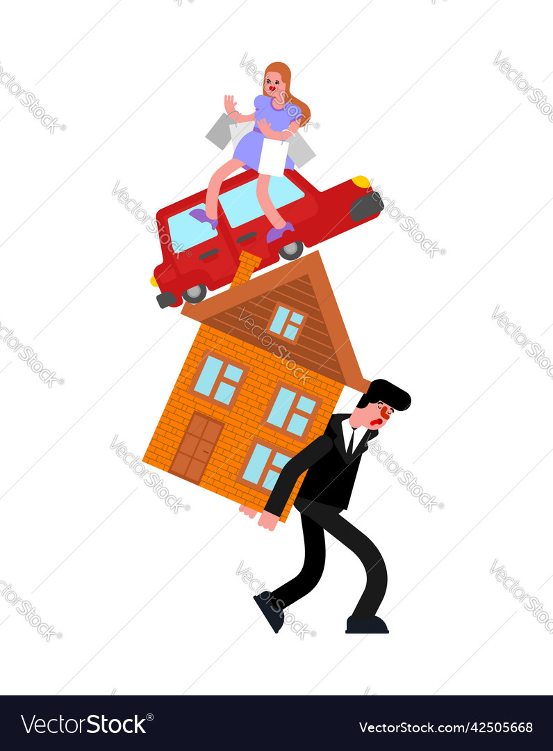 Man carry house and wife car tired of paying