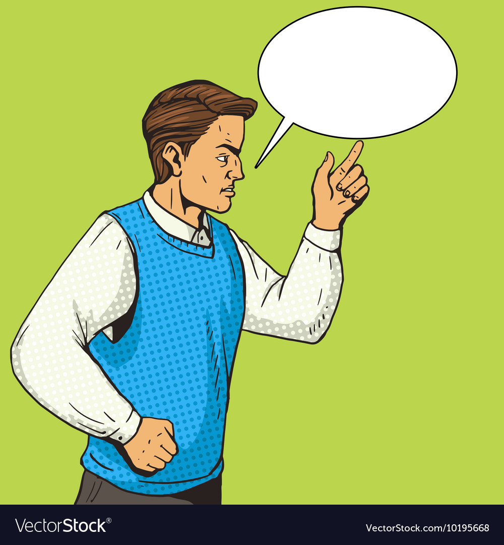 Man gesturing and argues pop art