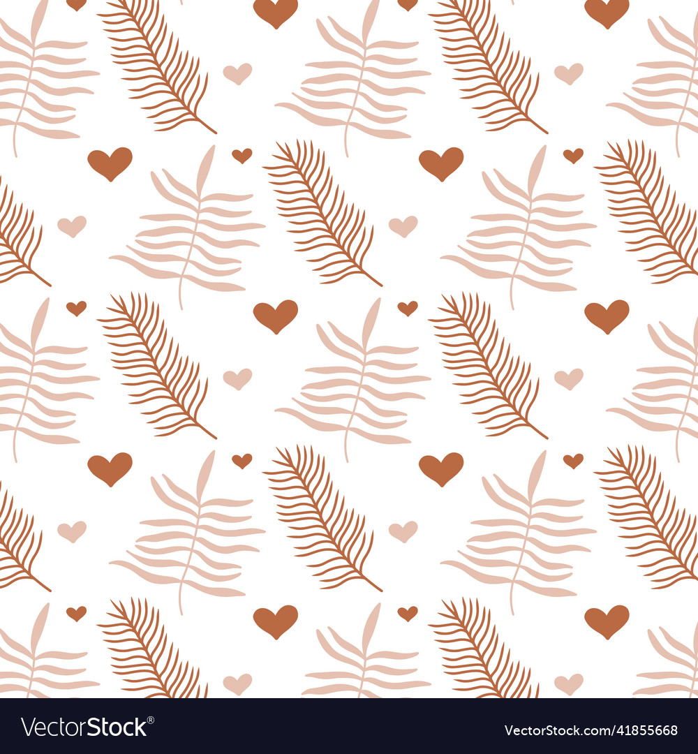 Seamless pattern with leaves in boho style